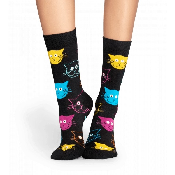 cat socks negro