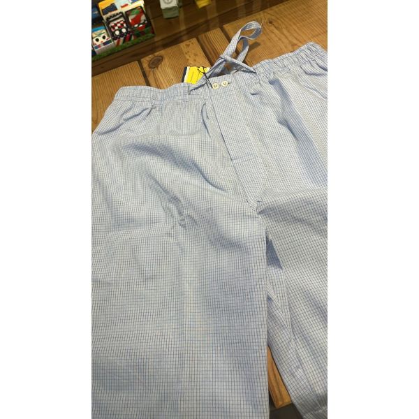 pijama corto cuadros pequeños azules