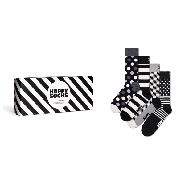 4-pack classic black & white socks gift box