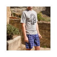 pijama corto cuadros azules