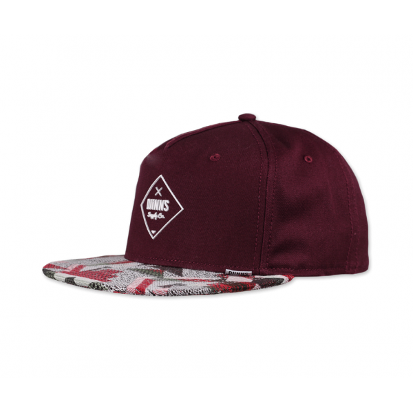 5-panel snapback rubber aztec wine