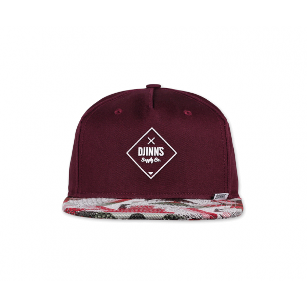 5-panel snapback rubber aztec wine