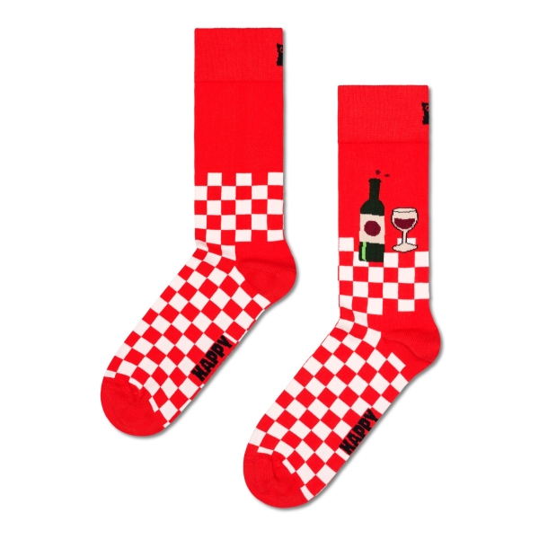 wine and dine socks rojo