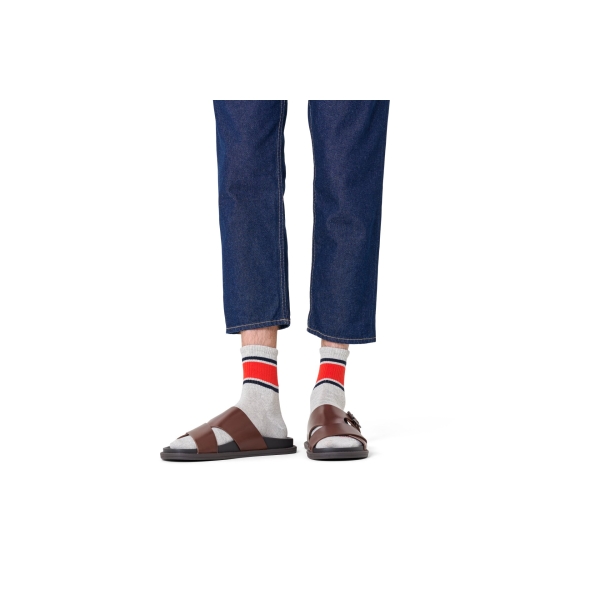 simple stripe 1/2 crew sneaker socks