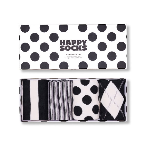 4-pack black and white socks gift box