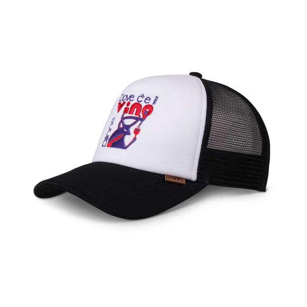 trucker cap food vino black/white