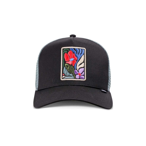 trucker cap flowers black