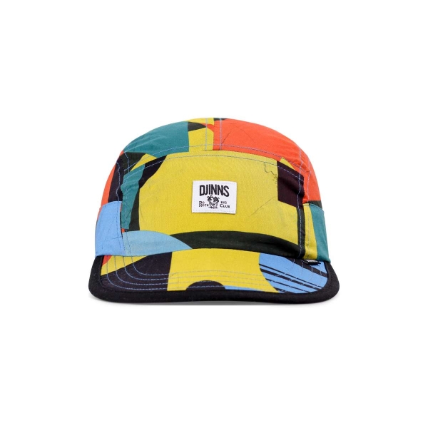 5-panel soft flat cap geometric dark